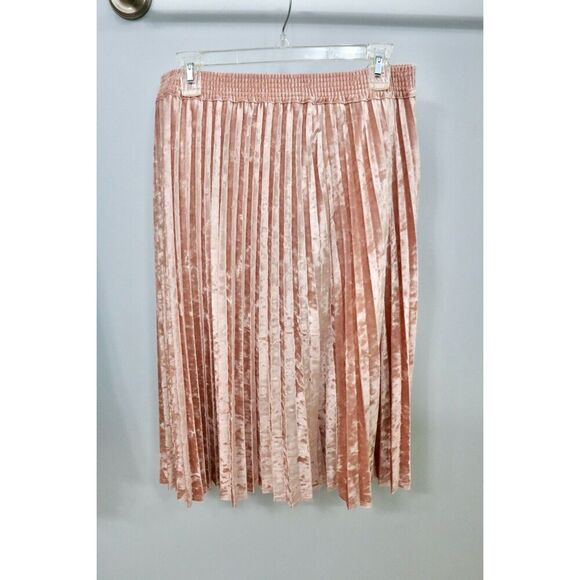 NWT a new day pink pleated velvet skirt M - Picture 2 of 5